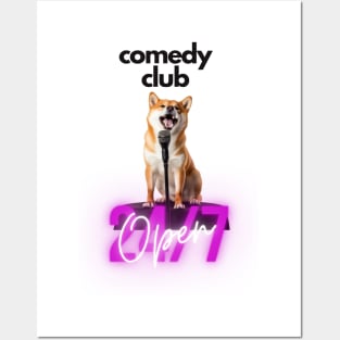 Comedy Club Shiba Inu Meme Light Posters and Art